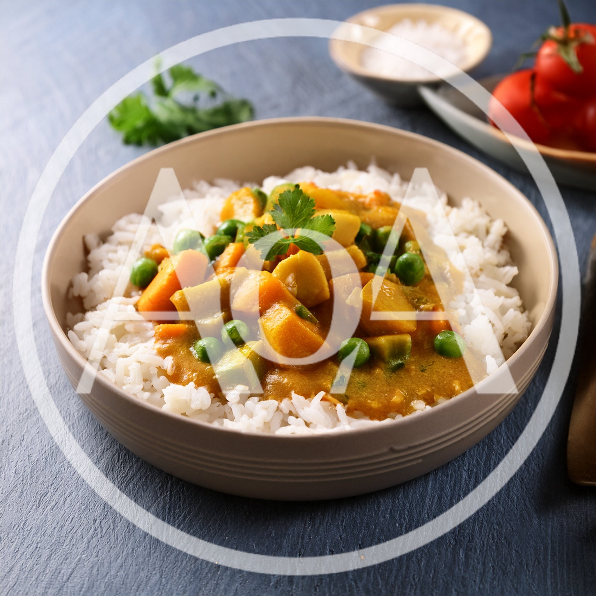 Vegetable Curry With Rice In A Bowl