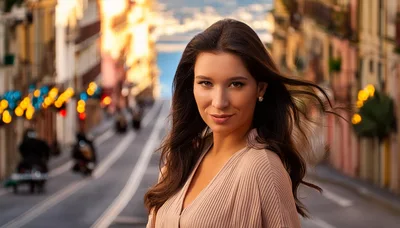 Portrait Of A Beautiful Woman On A City Street