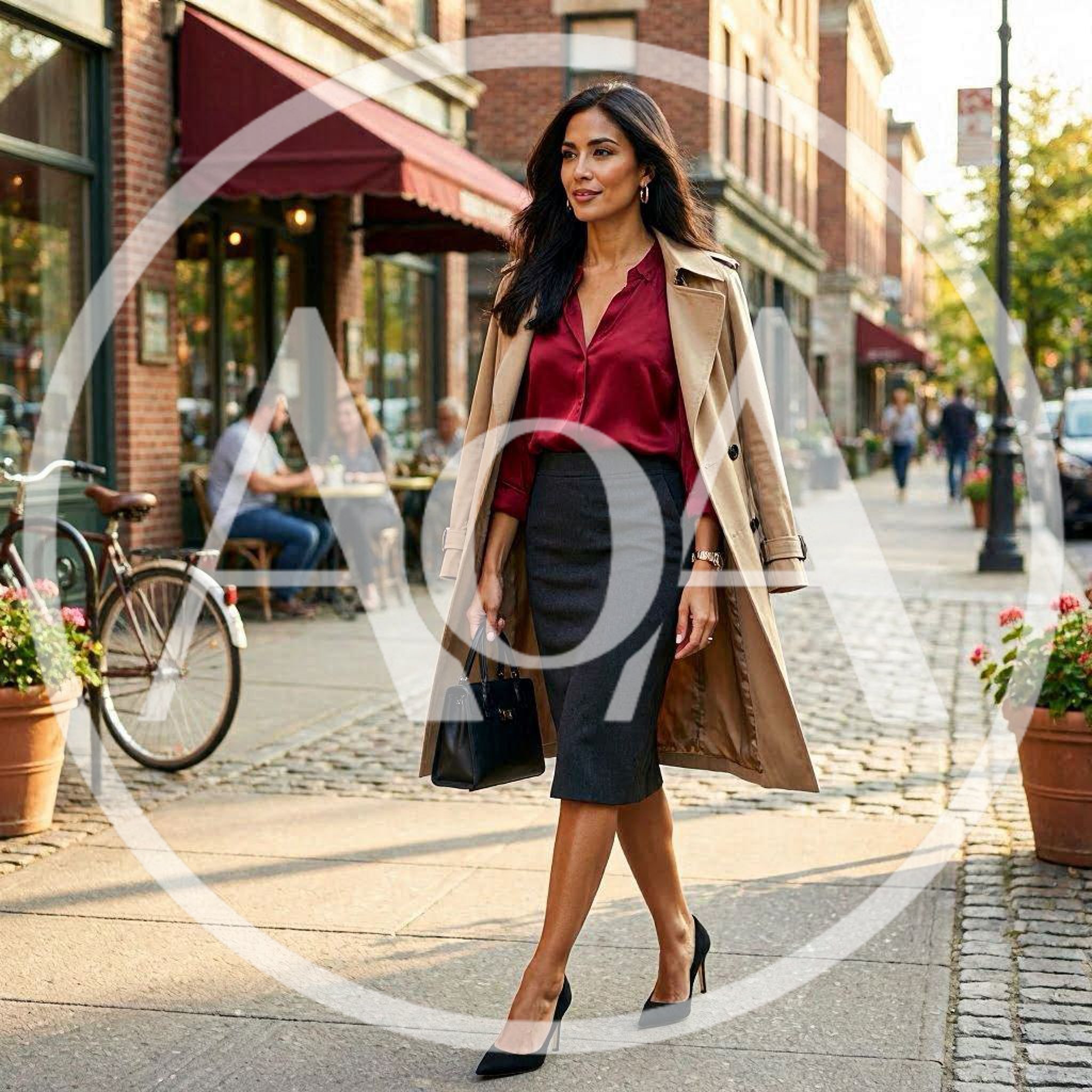 Professional Woman Walking Down A City Street