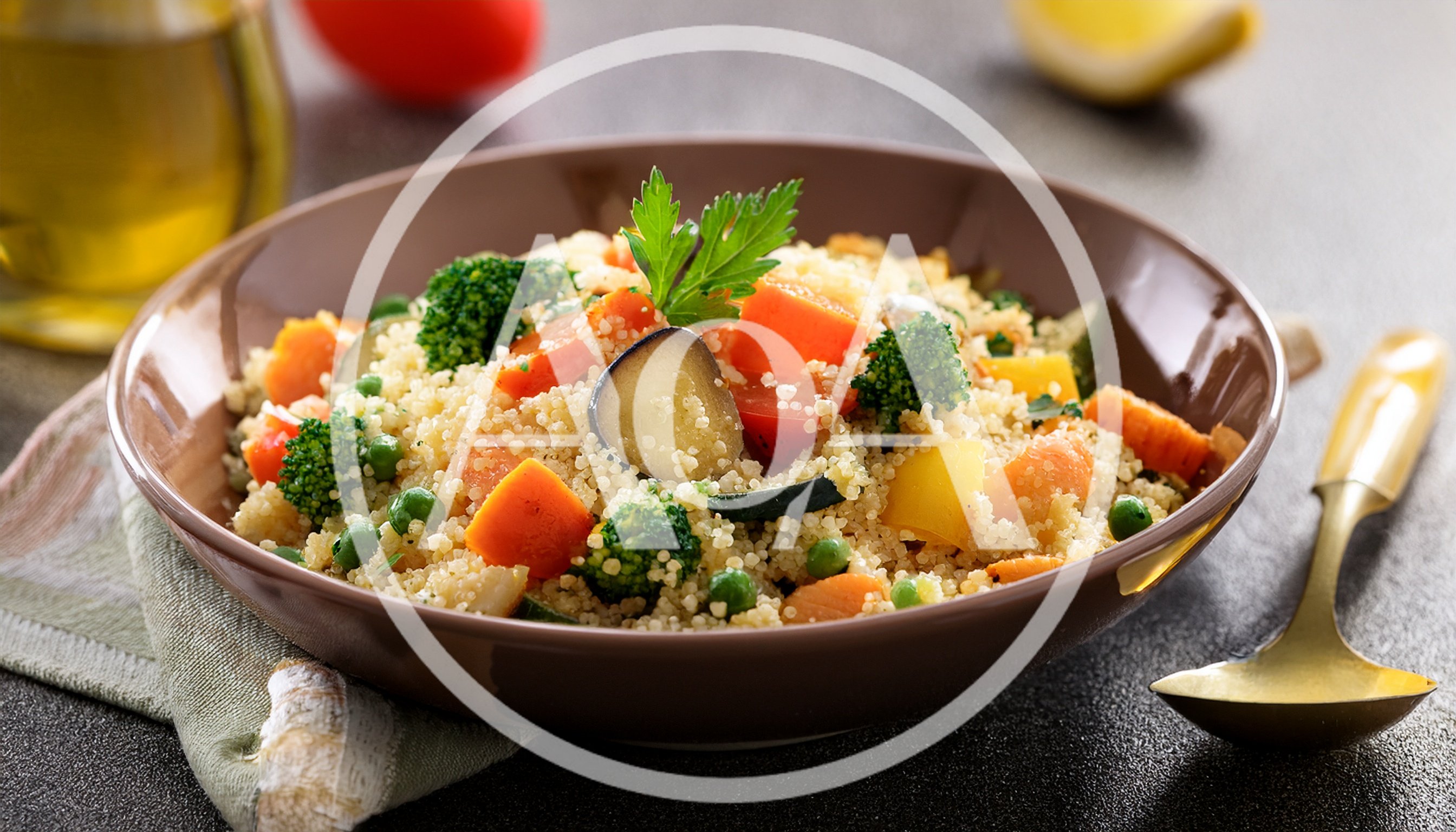 Bowl Of Fresh Vegetable Couscous With Herbs