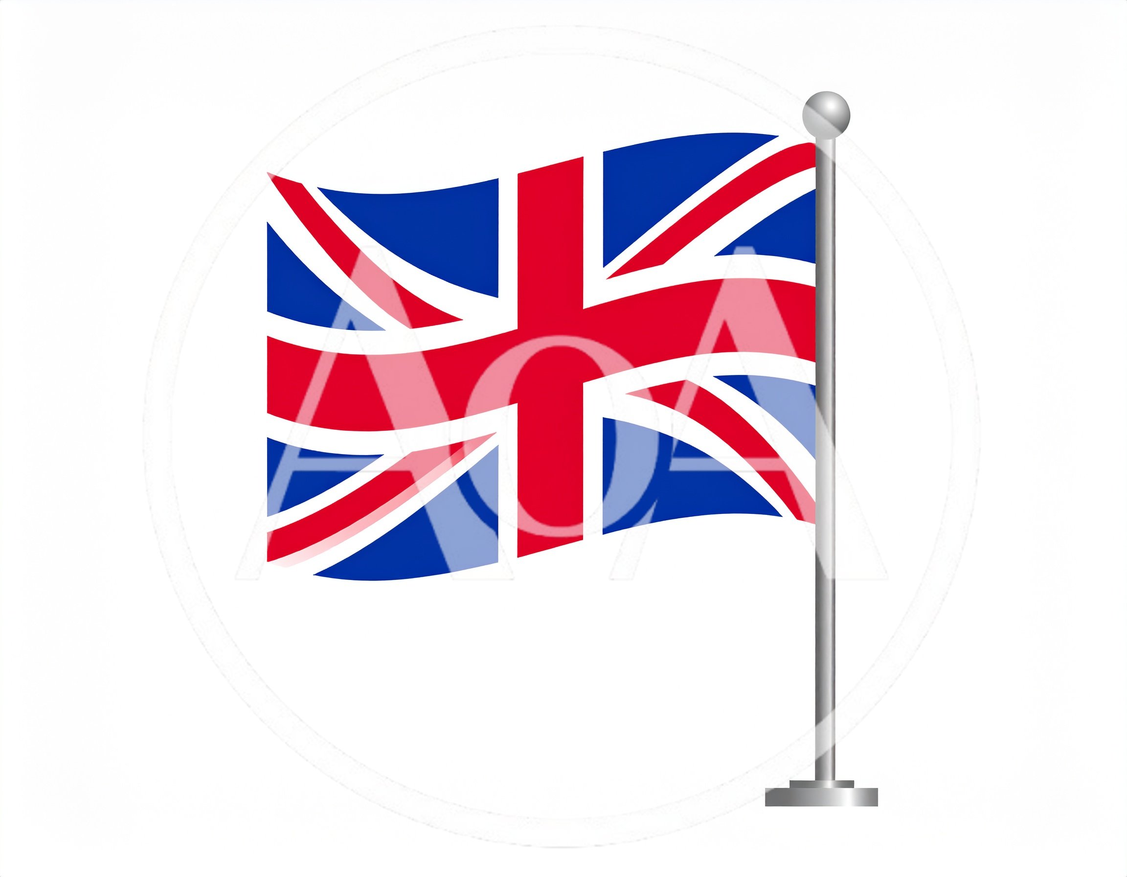 Waving Flag Of The United Kingdom On A Pole