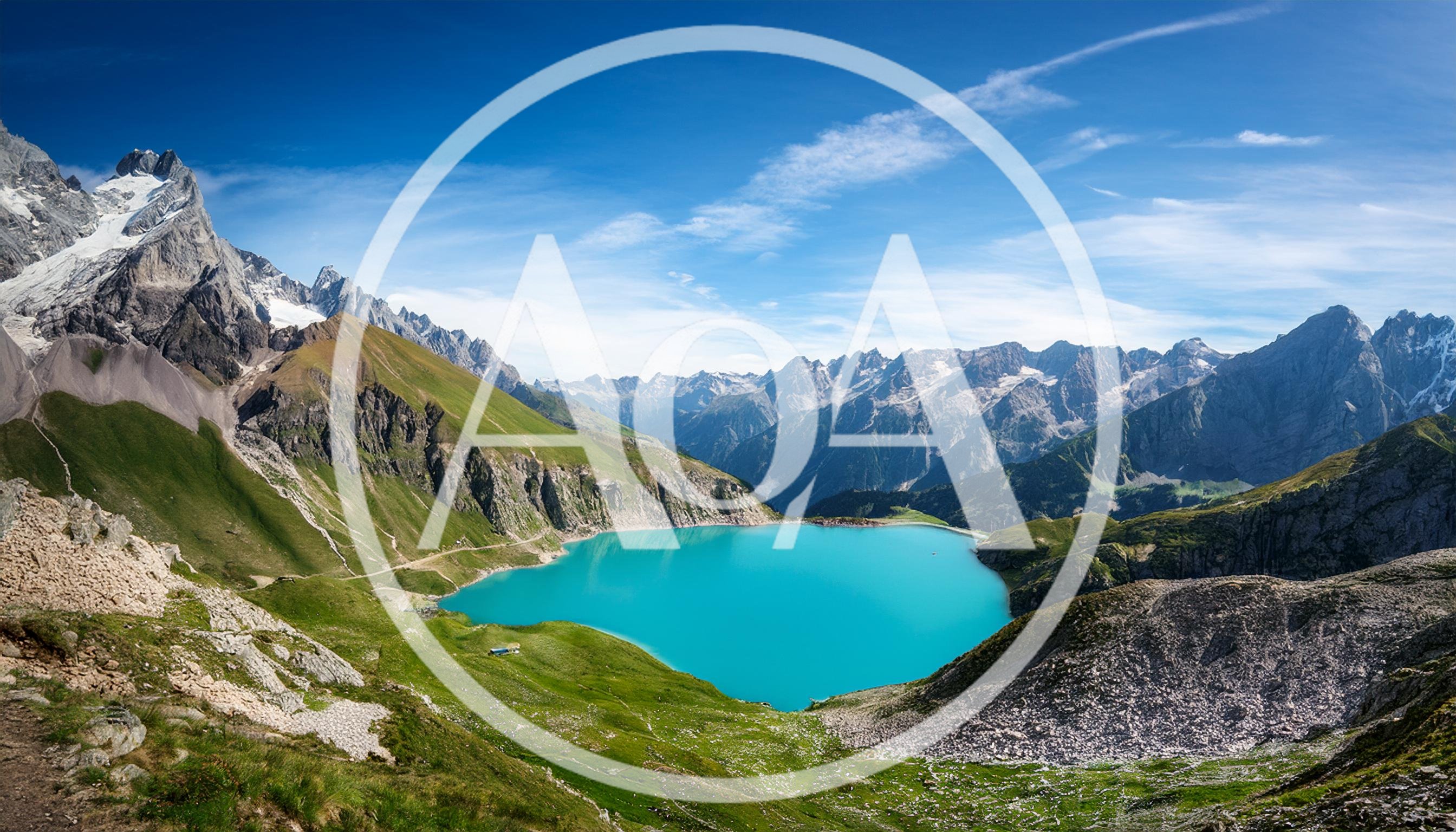 Stunning Turquoise Alpine Lake Surrounded By Jagged Mountain Peaks