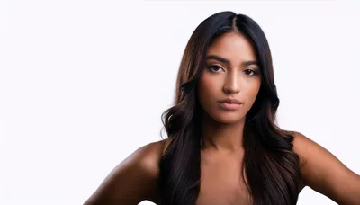 Portrait Of A Beautiful Young Woman With Long Dark Hair