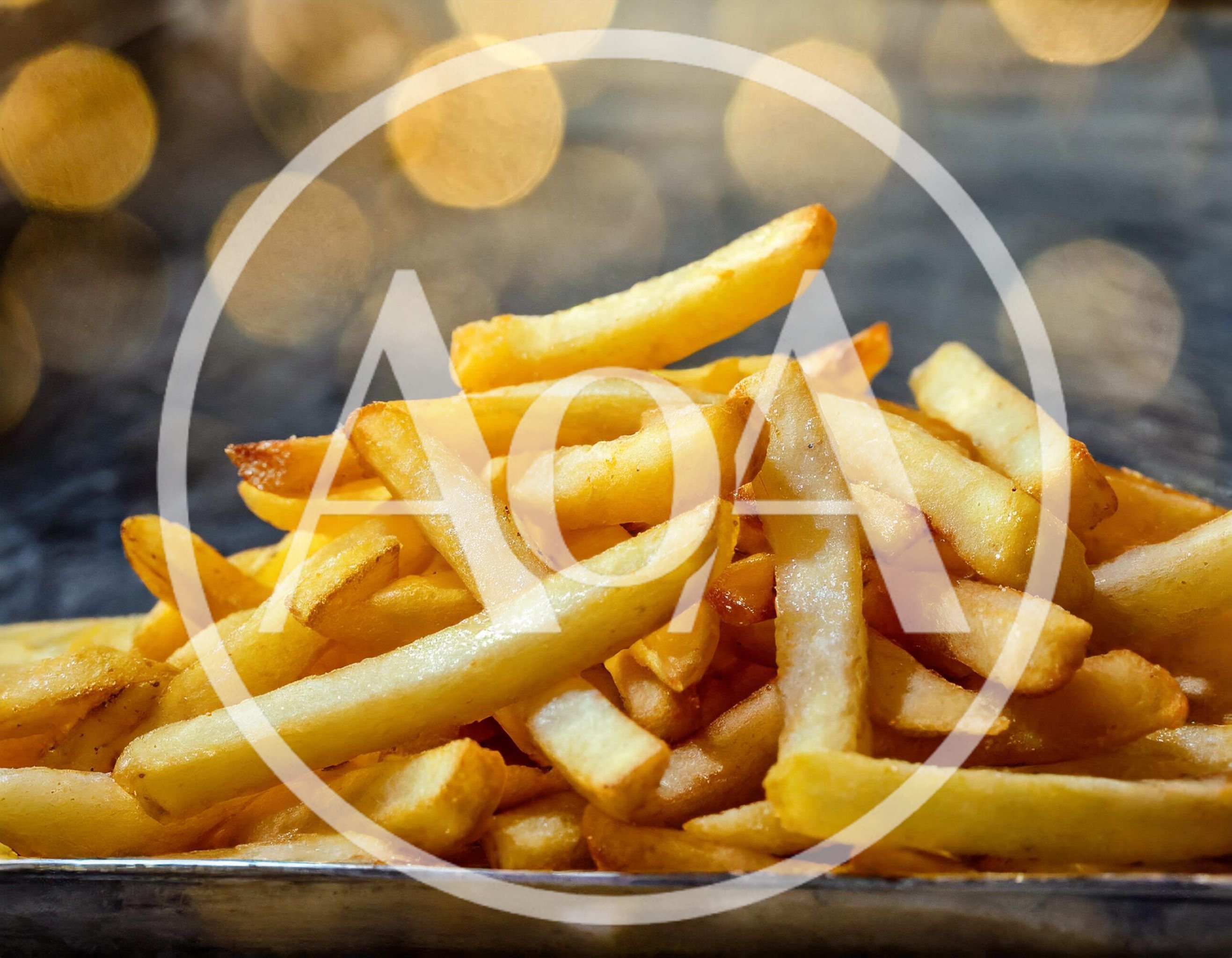Golden Crispy French Fries On A Metal Tray