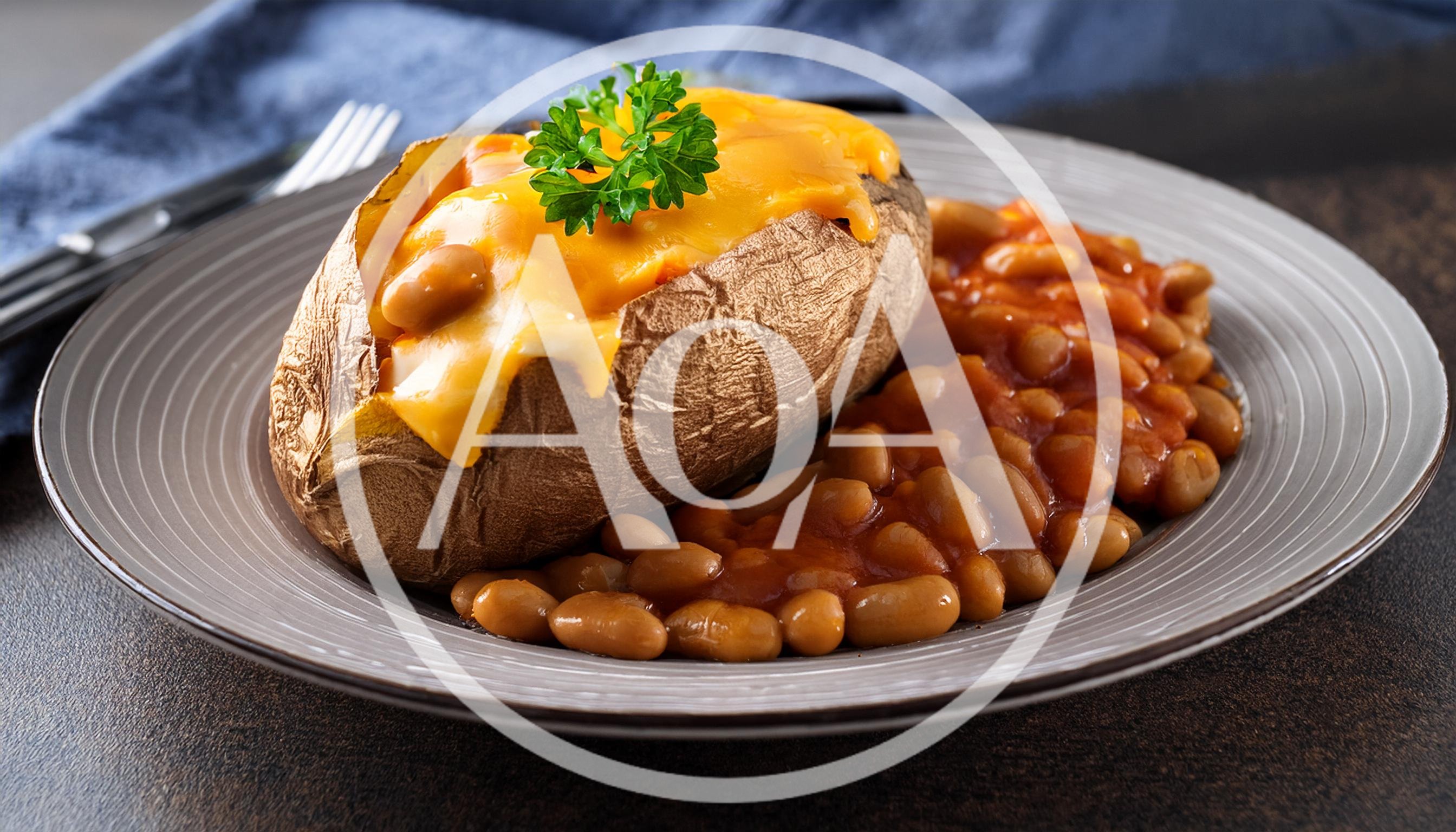 Baked Potato With Melted Cheese And Baked Beans