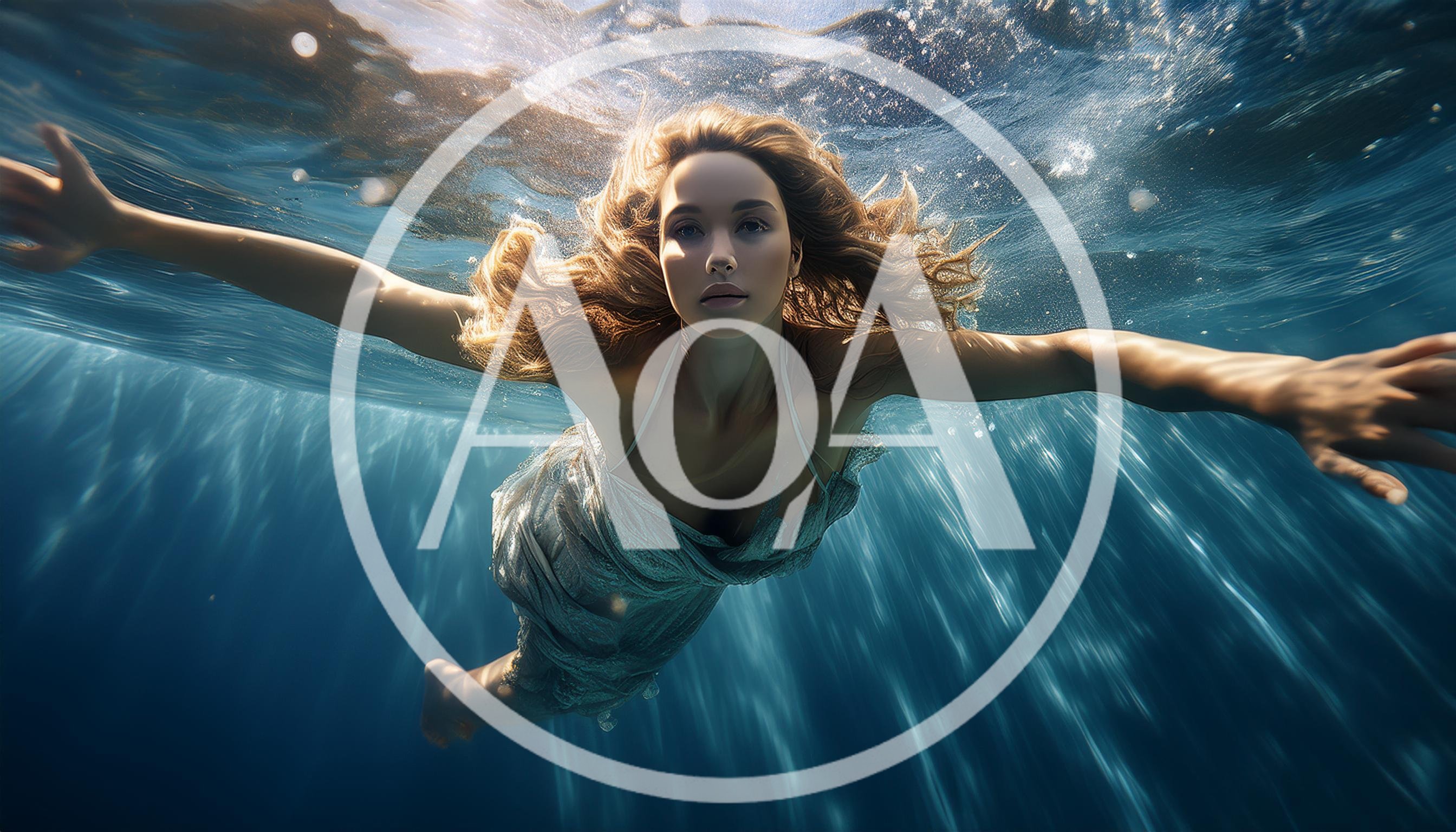 Woman Swimming Underwater In A Flowing Dress
