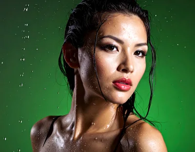 Portrait Of A Beautiful Woman With Wet Skin