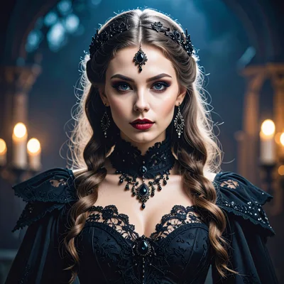 Gothic Queen Portrait In A Dark Candlelit Chamber