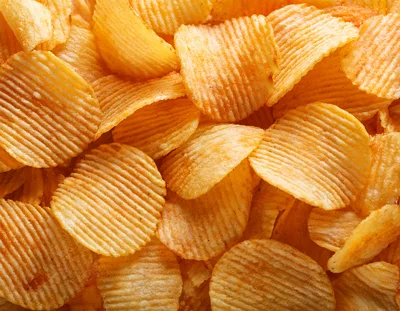 Close Up Of Crispy Ridged Potato Chips