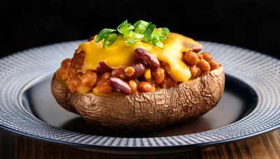 Baked Potato Topped With Chili And Melted Cheese