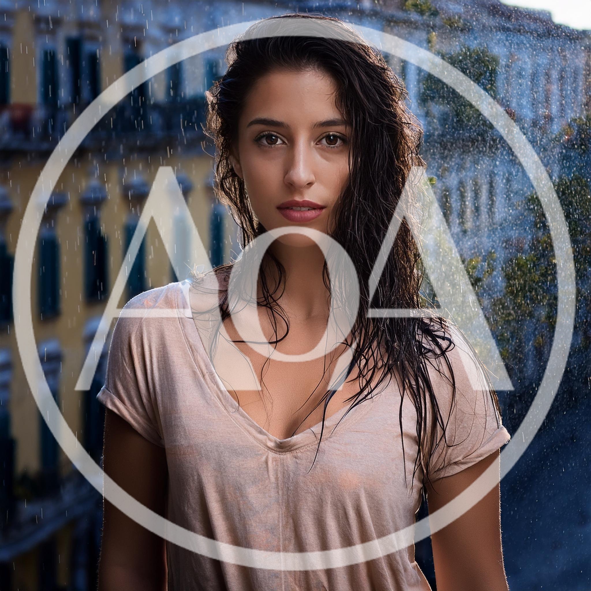 Portrait Of A Young Woman Standing In The Rain