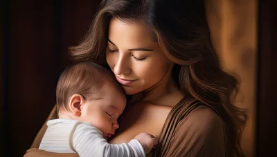 Mother Holding Her Sleeping Newborn Baby