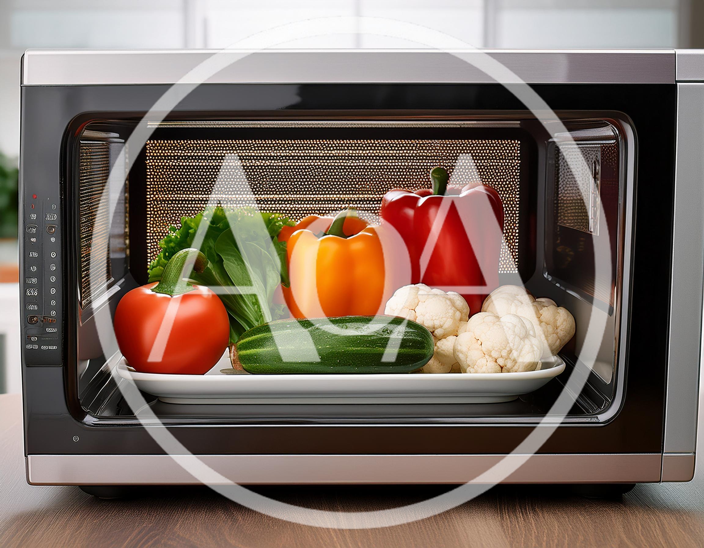 Fresh Vegetables Arranged Inside A Microwave Oven
