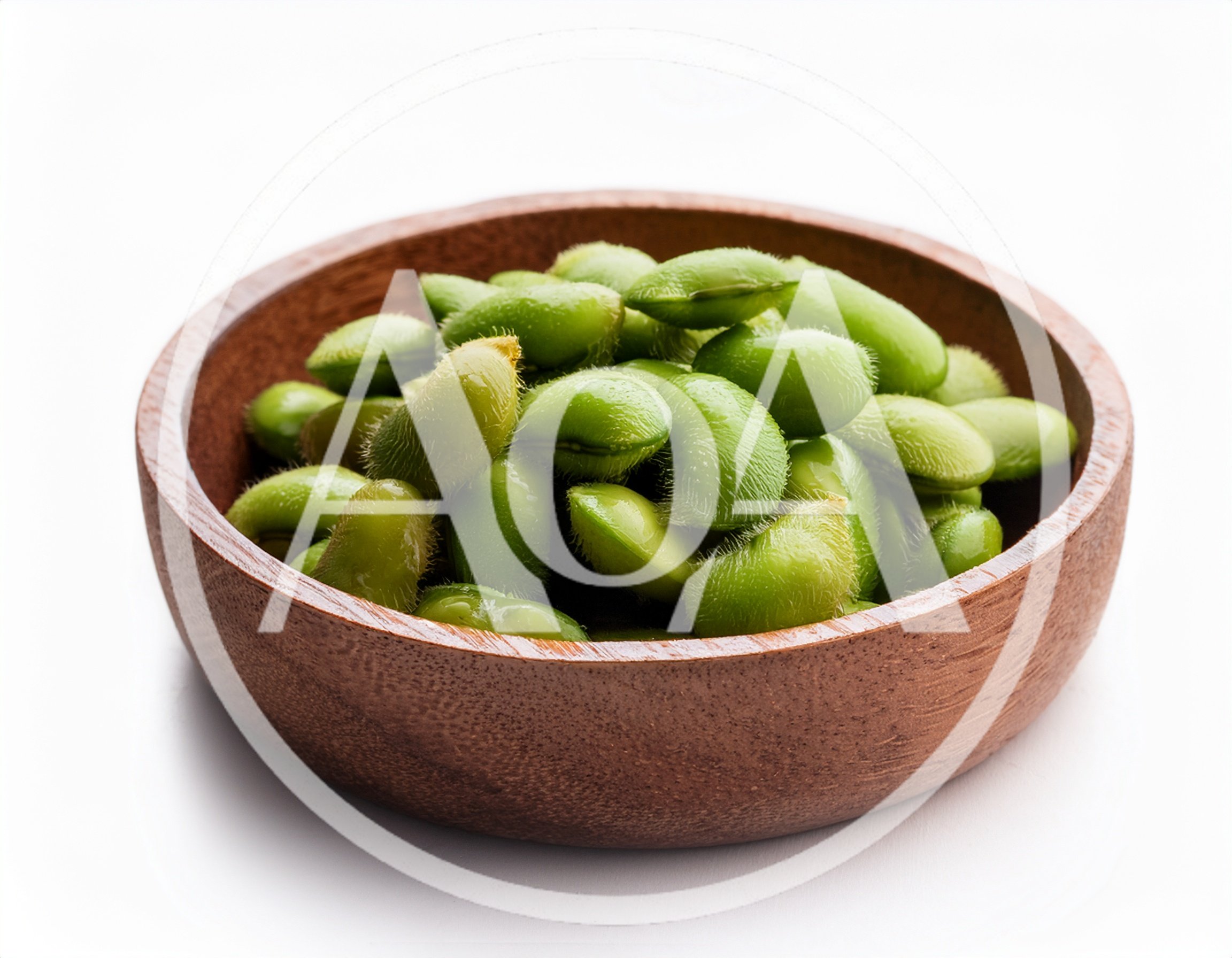 Fresh Edamame Beans In A Wooden Bowl