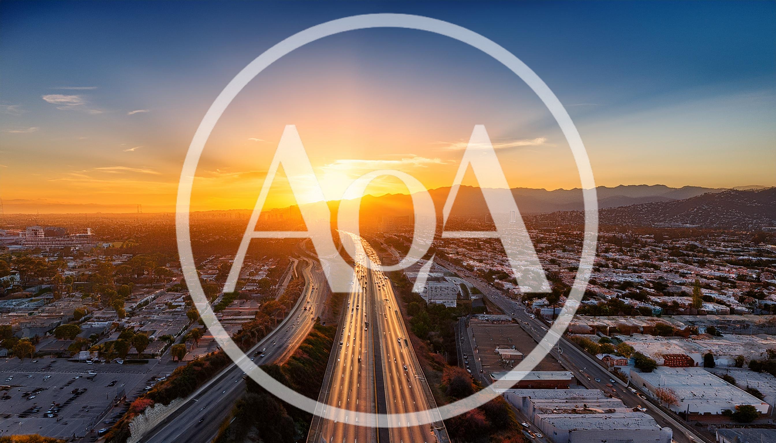 Aerial View Of Los Angeles Freeway At Sunset