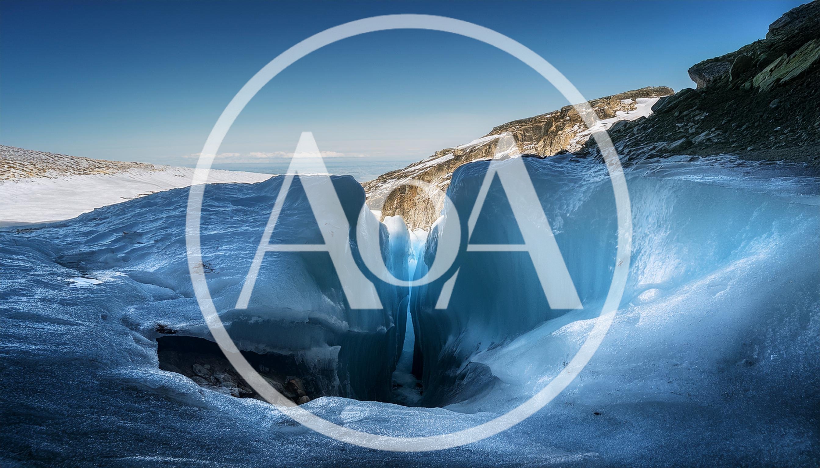 Deep Crevasse In A Glacial Ice Field