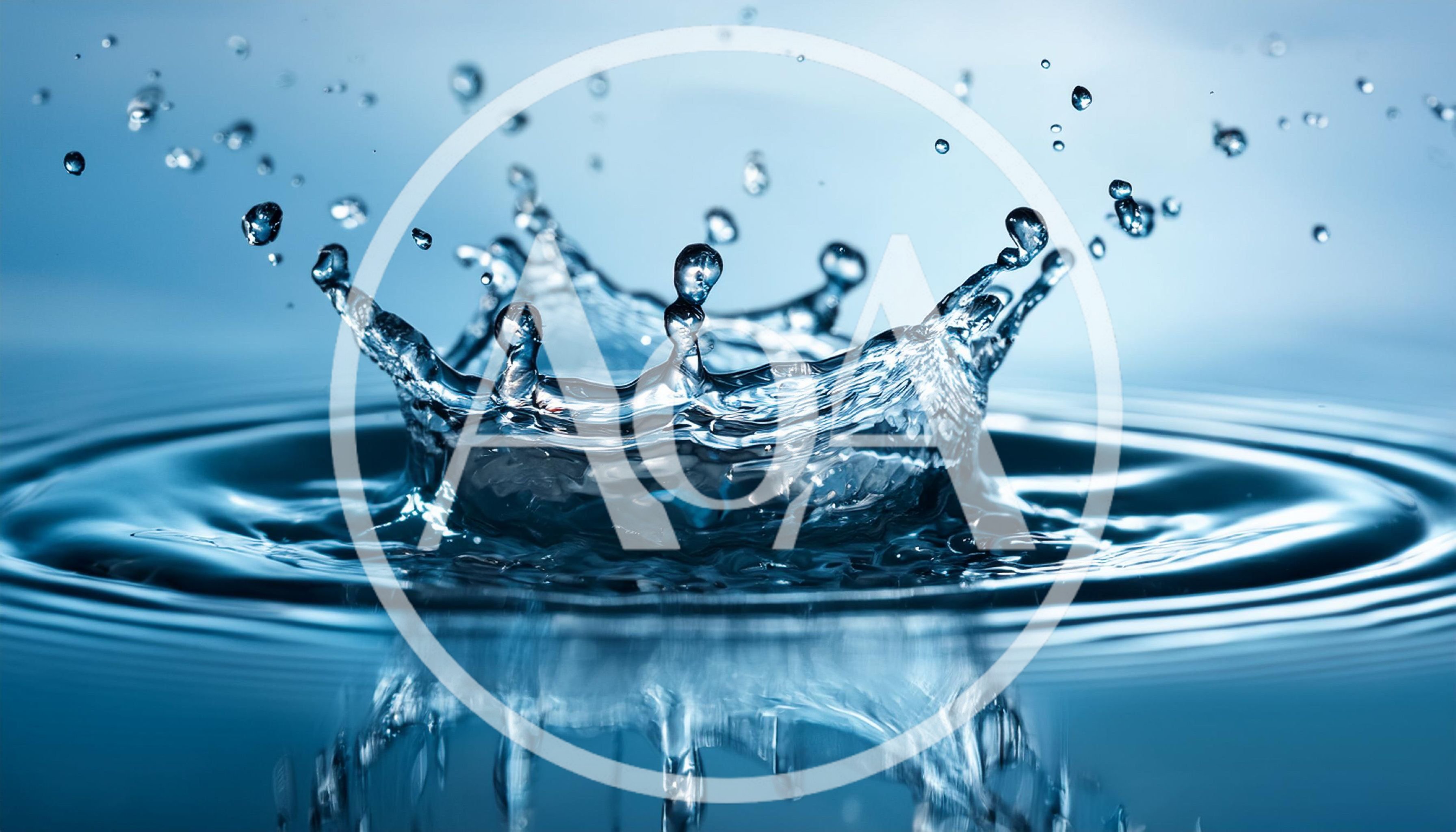 Water Crown Splash With Ripples In Blue Light