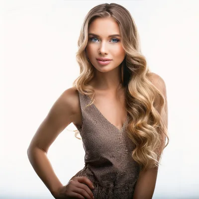 Portrait Of A Beautiful Blonde Woman With Wavy Hair