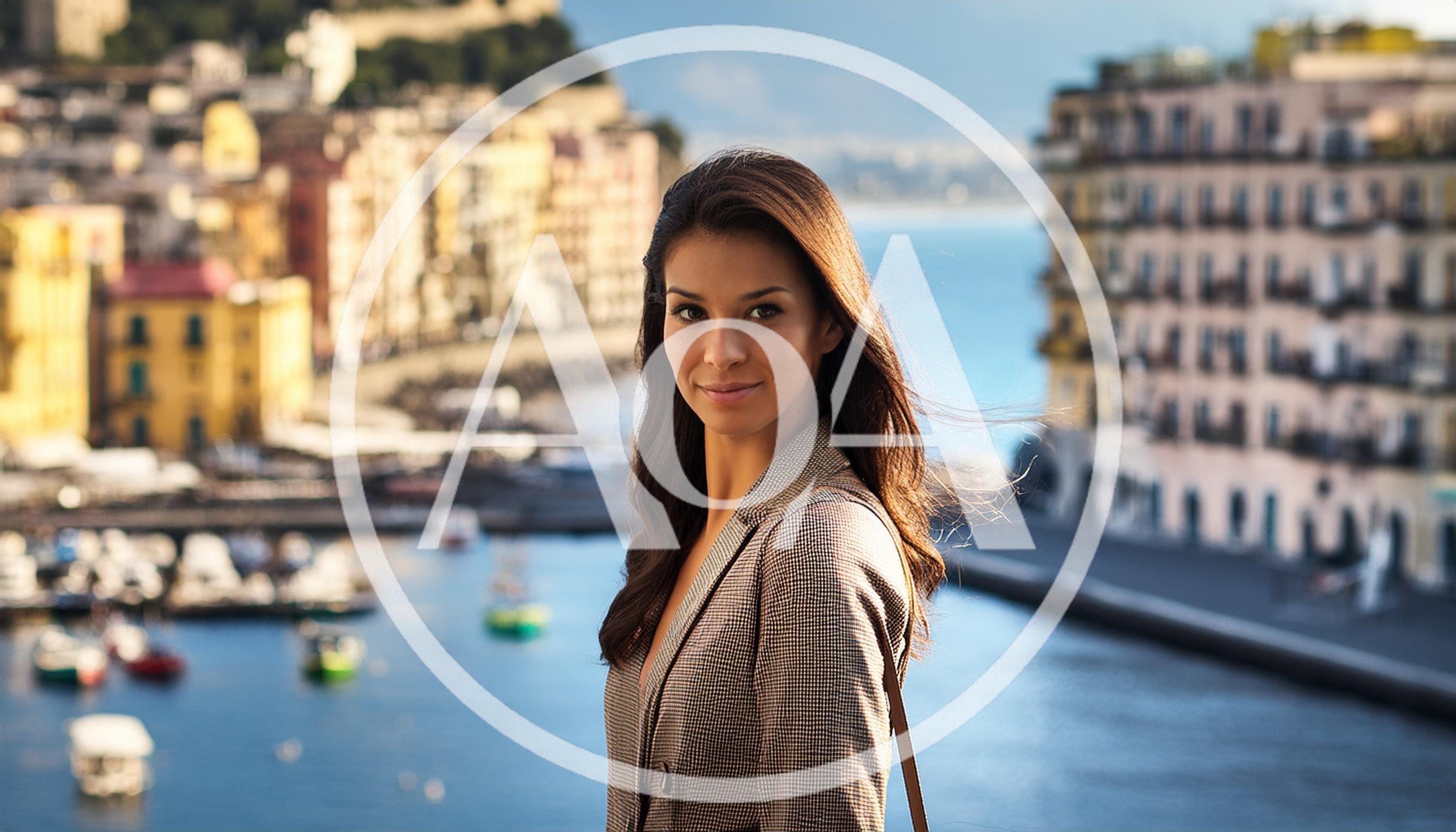 Portrait Of A Young Woman Overlooking A Coastal Town