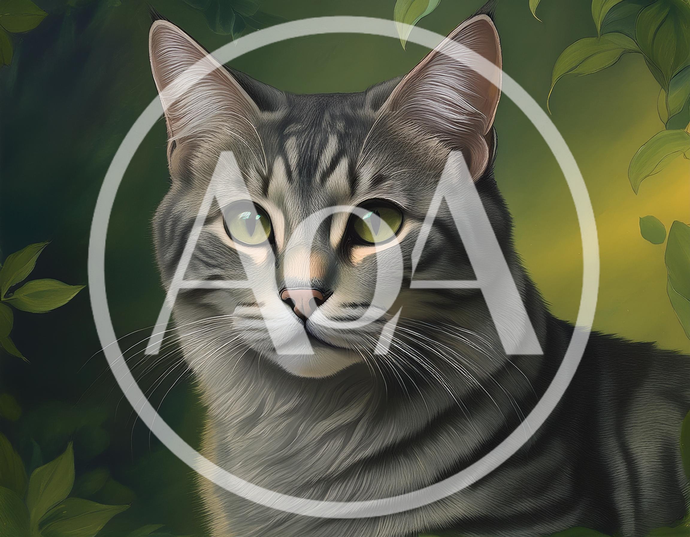 Portrait Of A Grey Tabby Cat In Nature