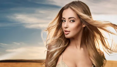 Beautiful Blonde Woman With Flowing Hair Outdoors