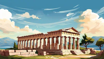 Ancient Greek Temple Ruins Under A Sunny Sky