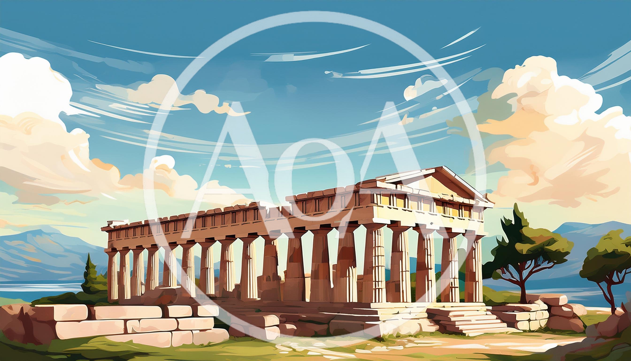 Ancient Greek Temple Ruins Under A Sunny Sky