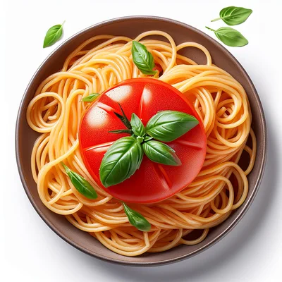 Spaghetti Pasta Dish With Fresh Tomato And Basil