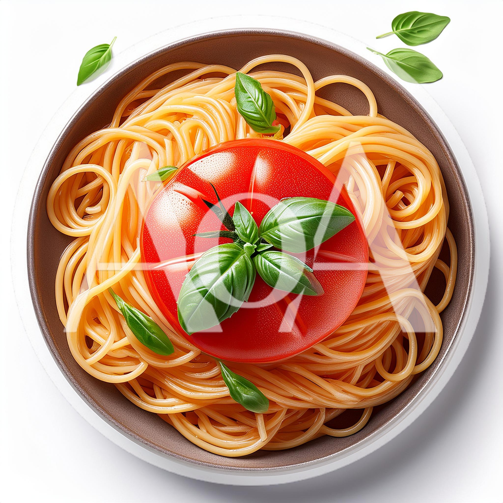 Spaghetti Pasta Dish With Fresh Tomato And Basil