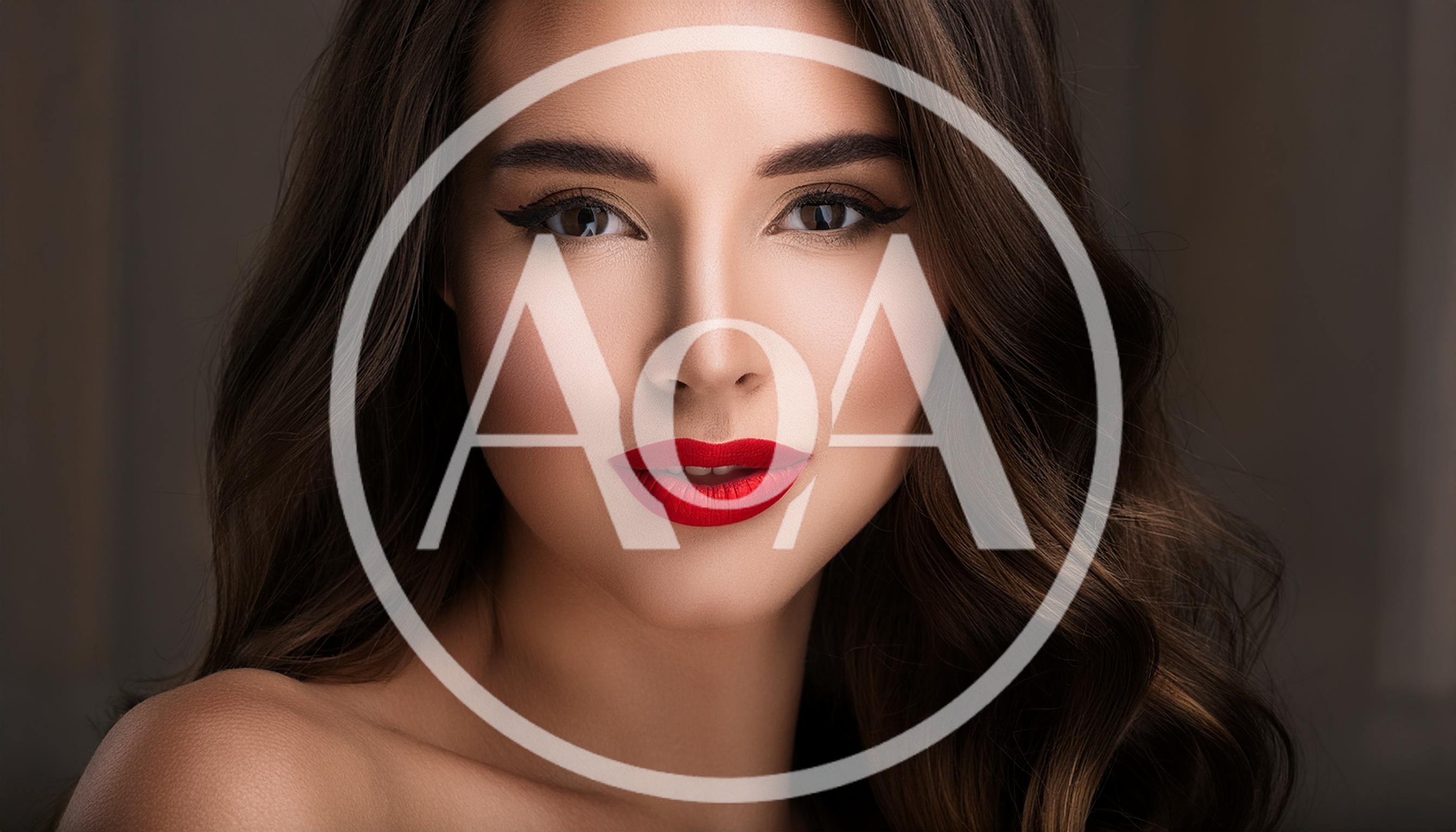 Portrait Of A Beautiful Woman With Red Lips