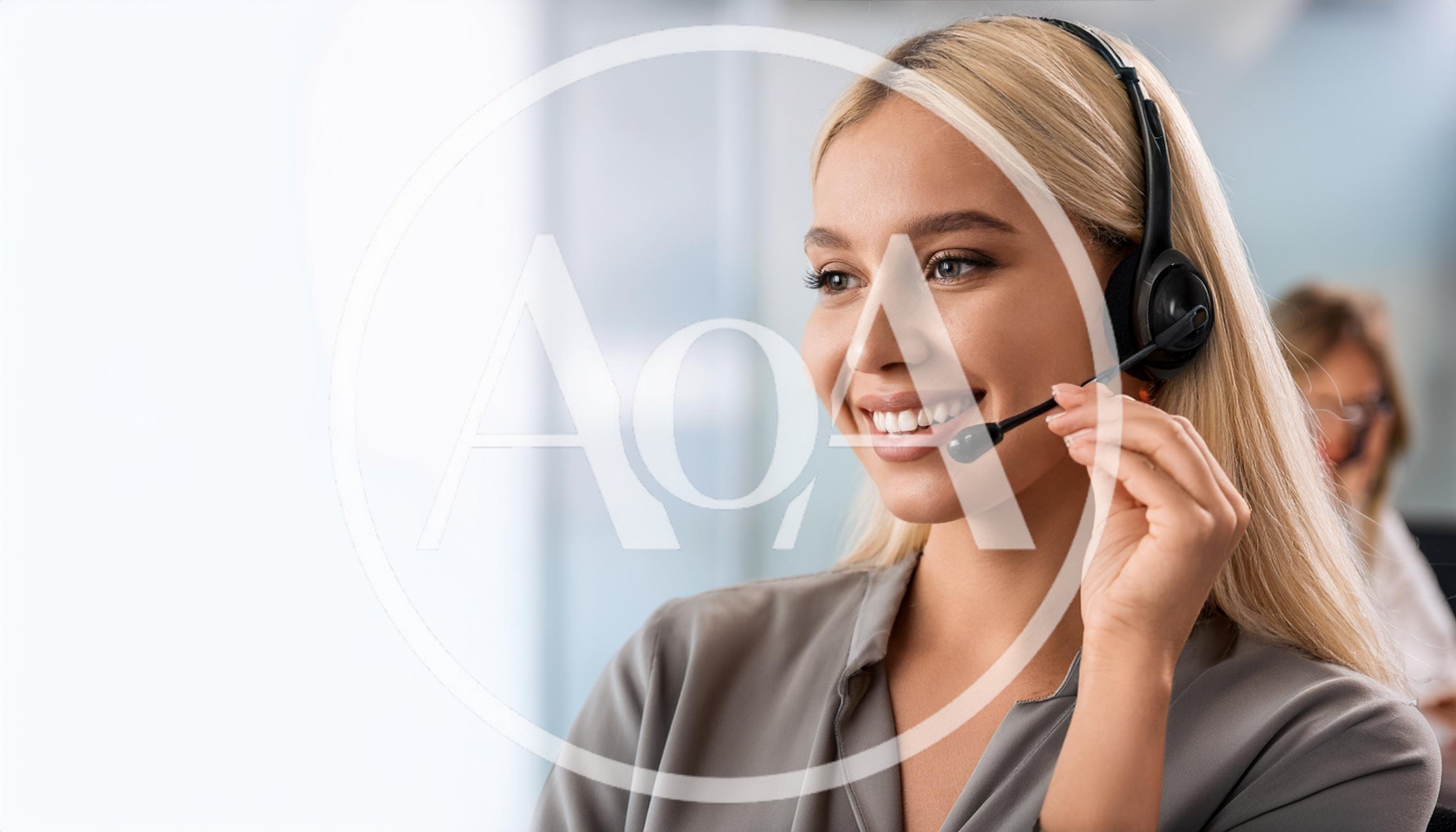Smiling Customer Service Representative Wearing A Headset