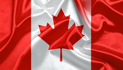 Waving Canadian Flag With Silky Fabric Texture