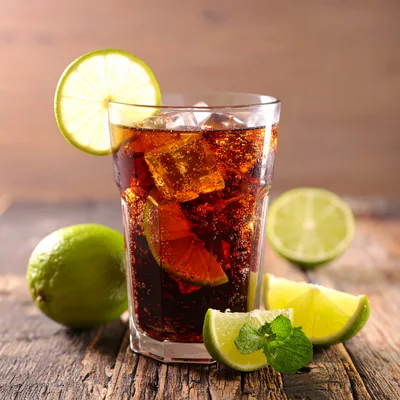 Glass Of Cola With Lime And Ice