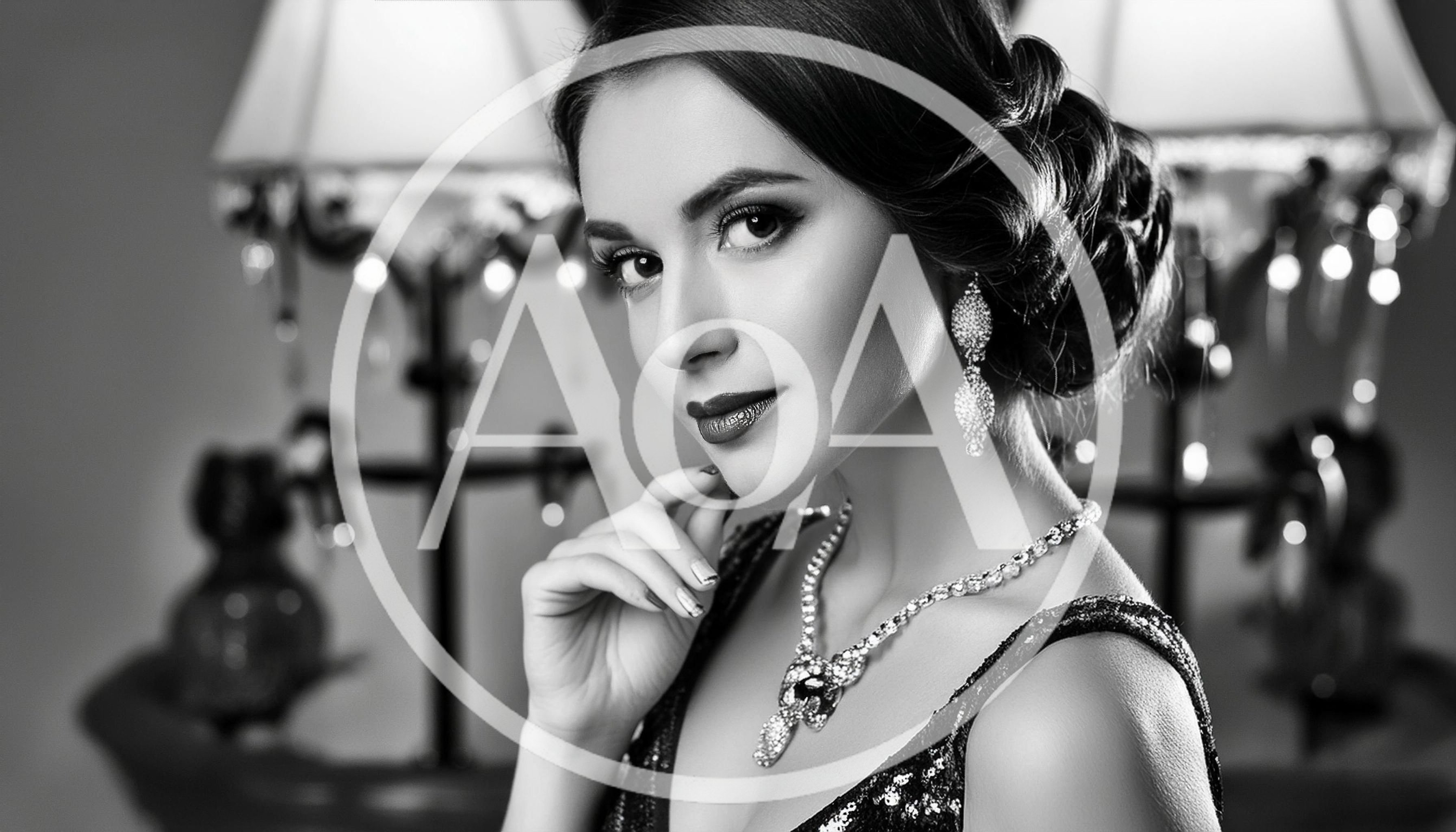 Elegant Woman Wearing Jewelry In Vintage Style