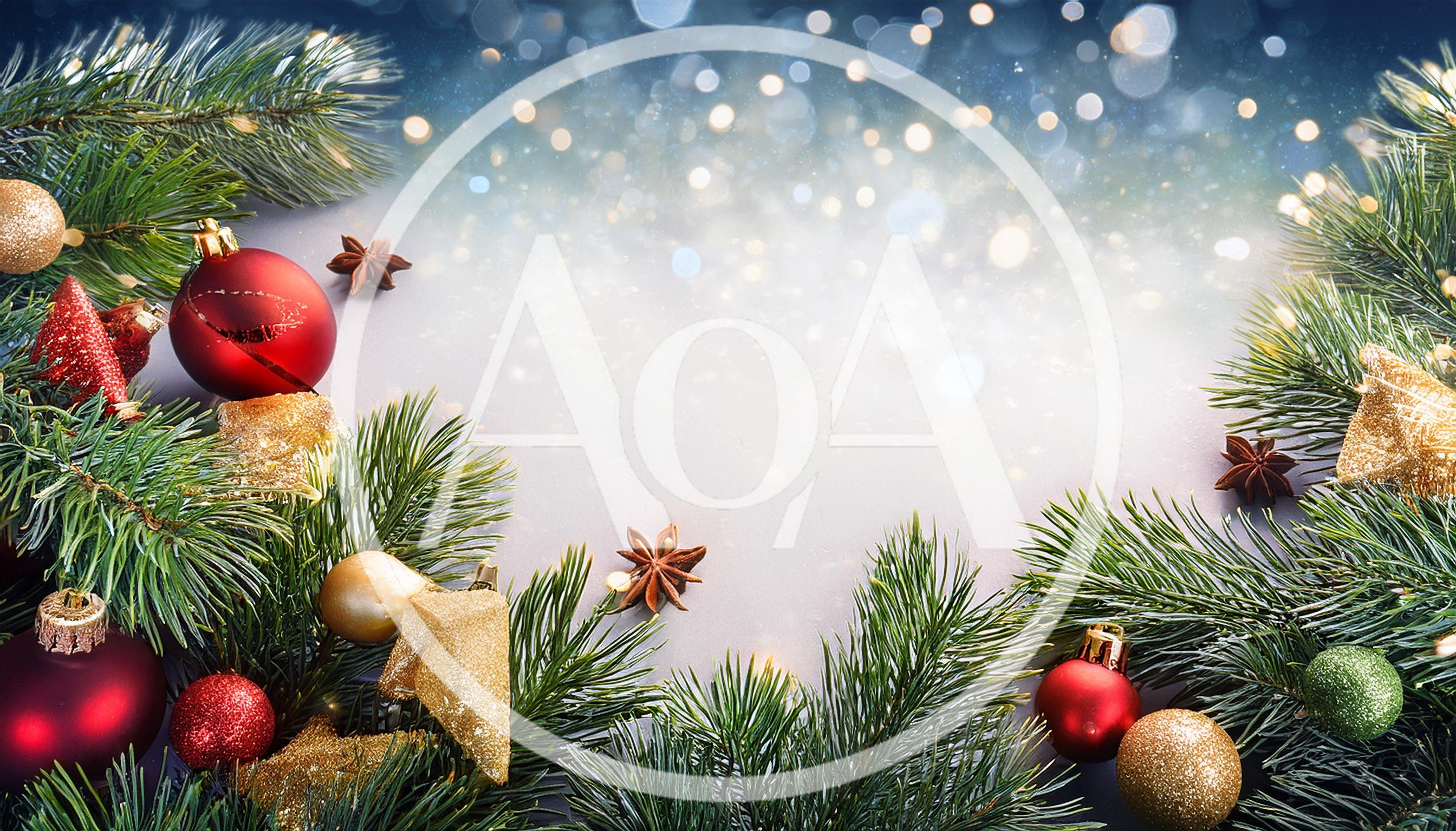 Christmas Holiday Background With Ornaments And Pine Branches