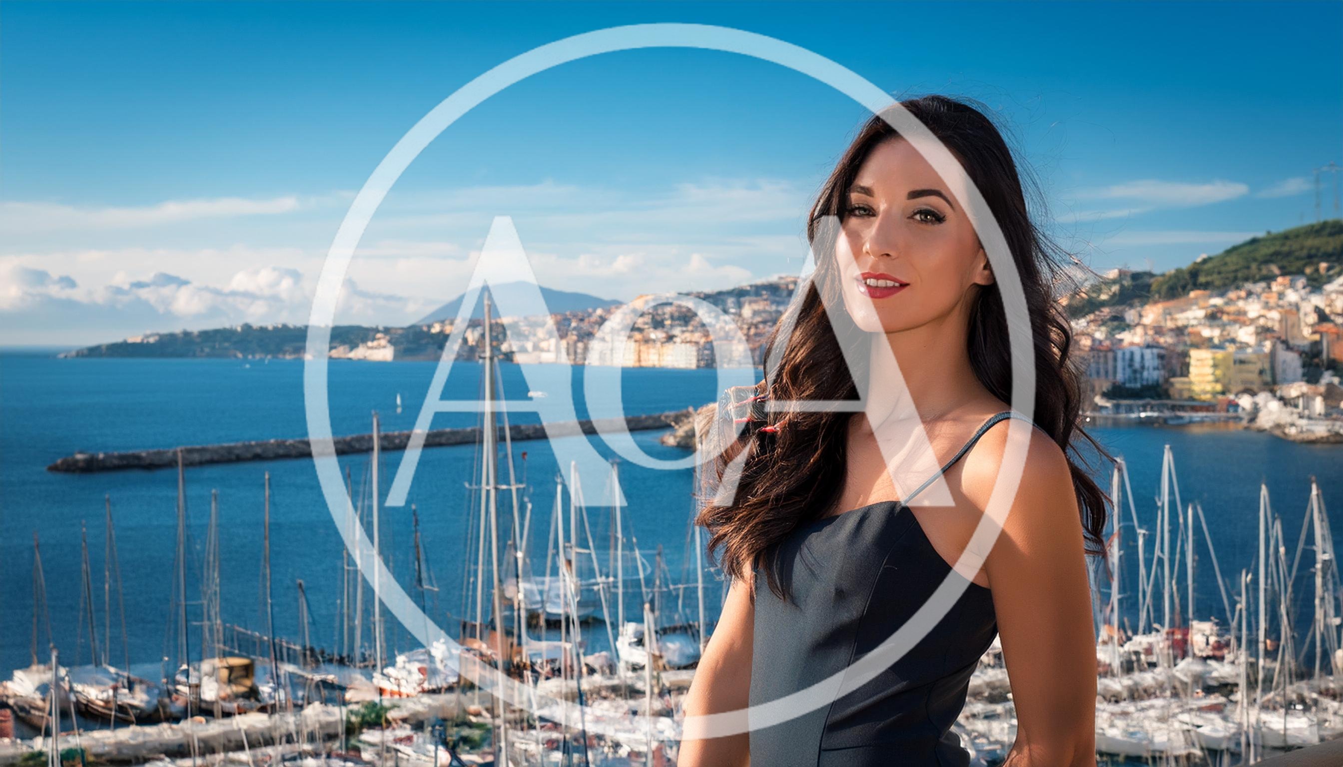 Beautiful Woman Posing At A Scenic Mediterranean Marina
