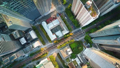 Aerial View Of A Modern City Intersection