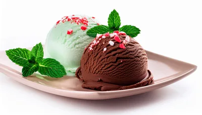 Two Scoops Of Mint And Chocolate Ice Cream