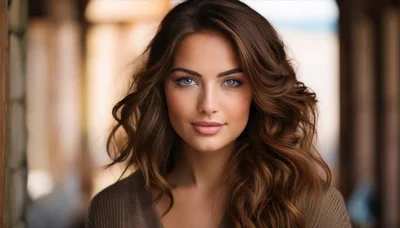 Portrait Of A Beautiful Young Woman With Wavy Hair