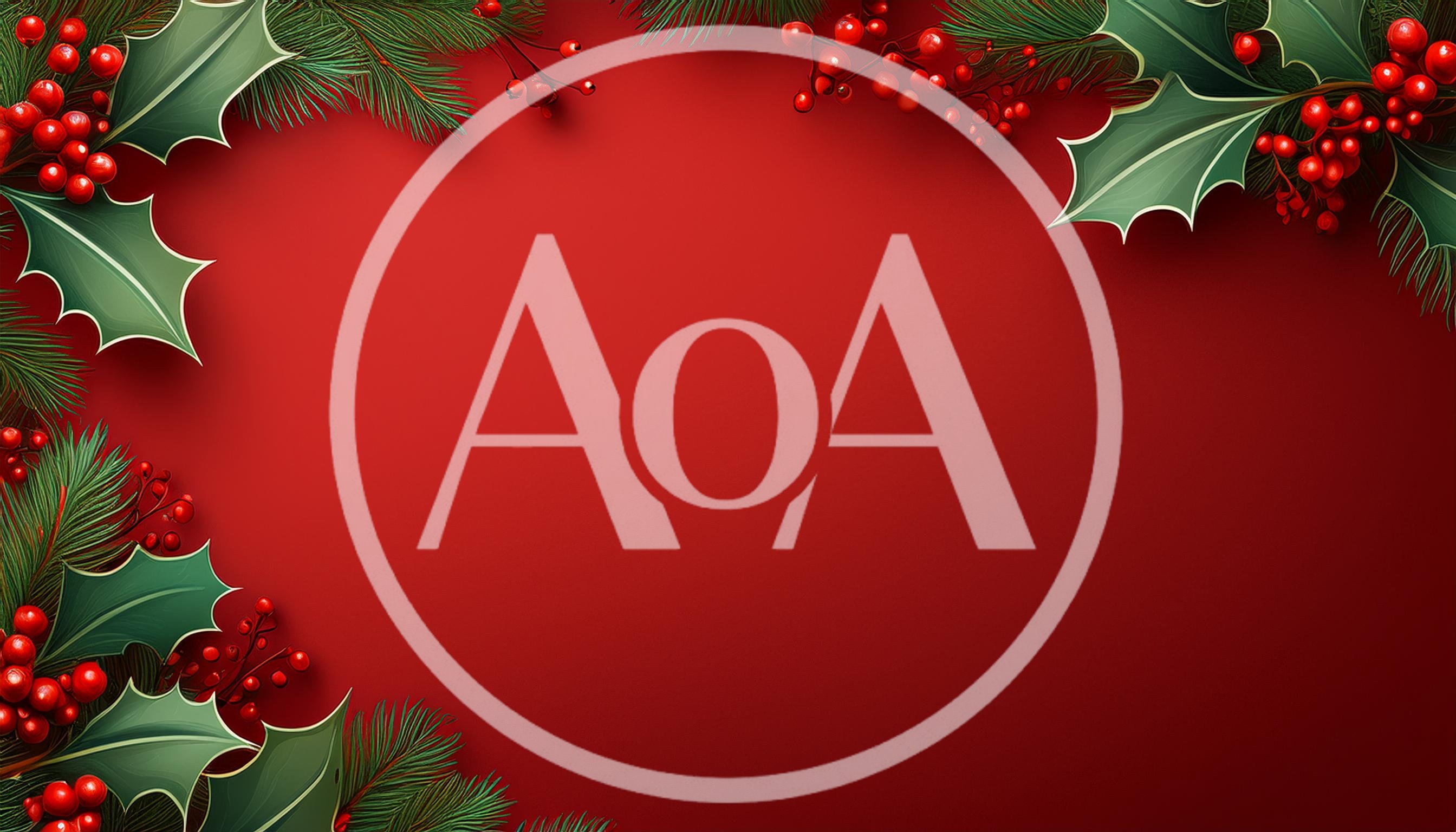 Christmas Holly and Pine Branch Border on Red Background