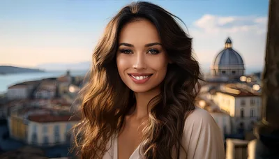 Portrait Of A Beautiful Woman In Rome