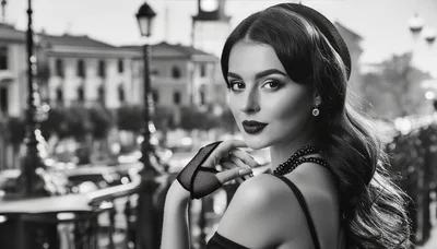 Elegant Woman In Vintage Style Looking Over Shoulder