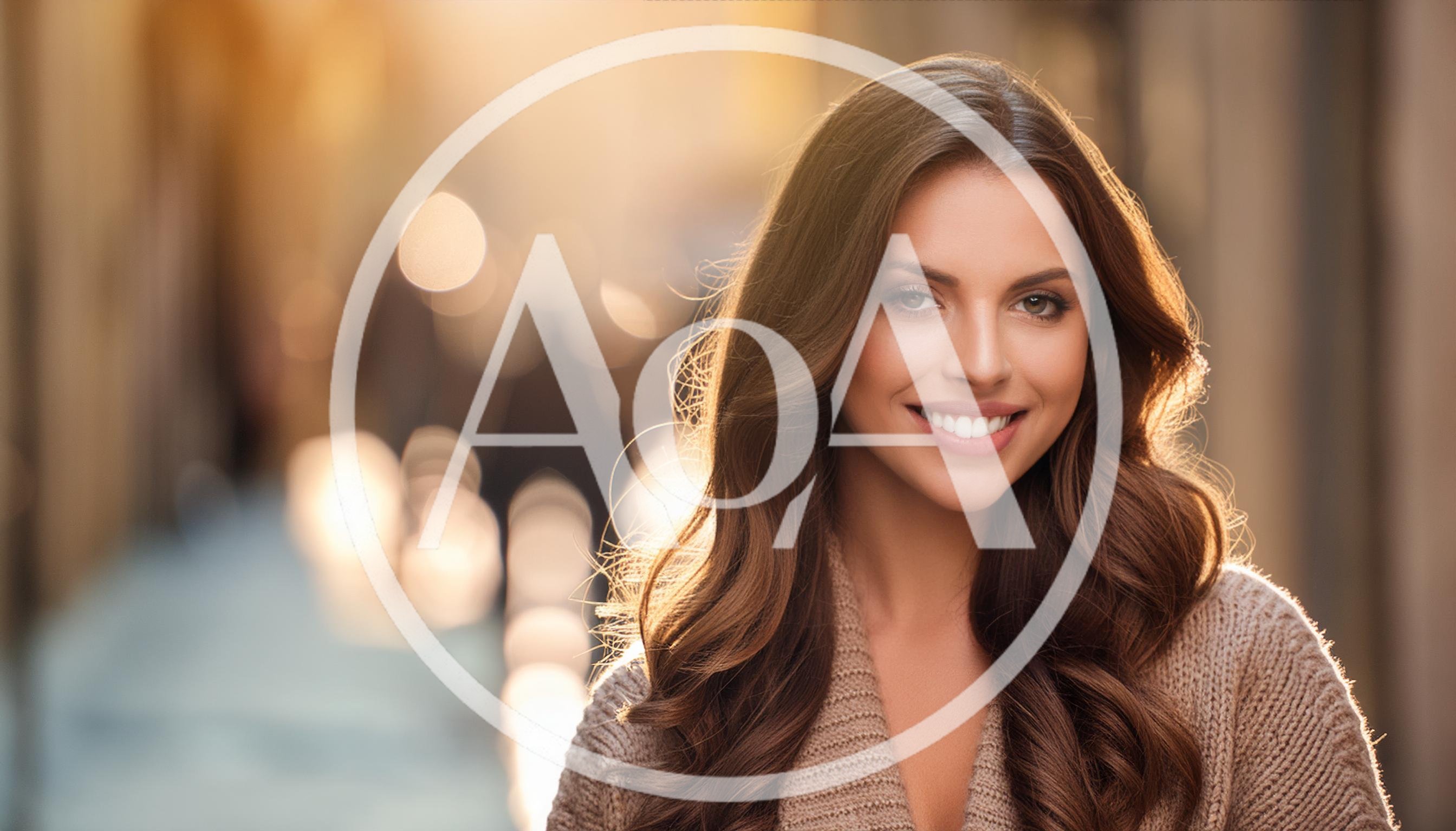 Portrait Of A Smiling Woman With Wavy Brown Hair