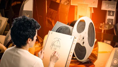 Animator Drawing On Film Cell In Studio