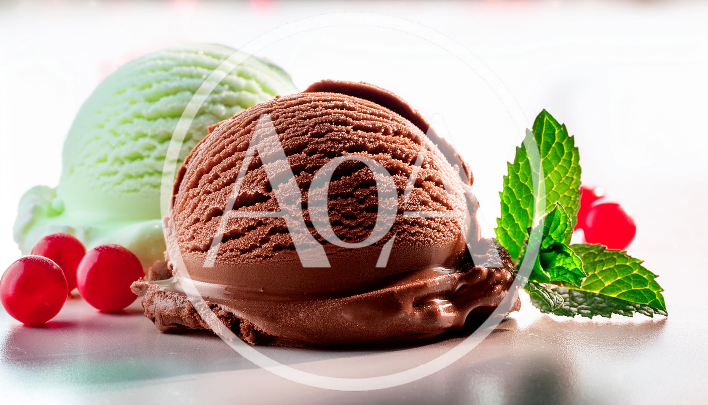 Chocolate and Mint Ice Cream Scoops with Berries