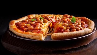 Baked Bean Pizza With Melted Cheese