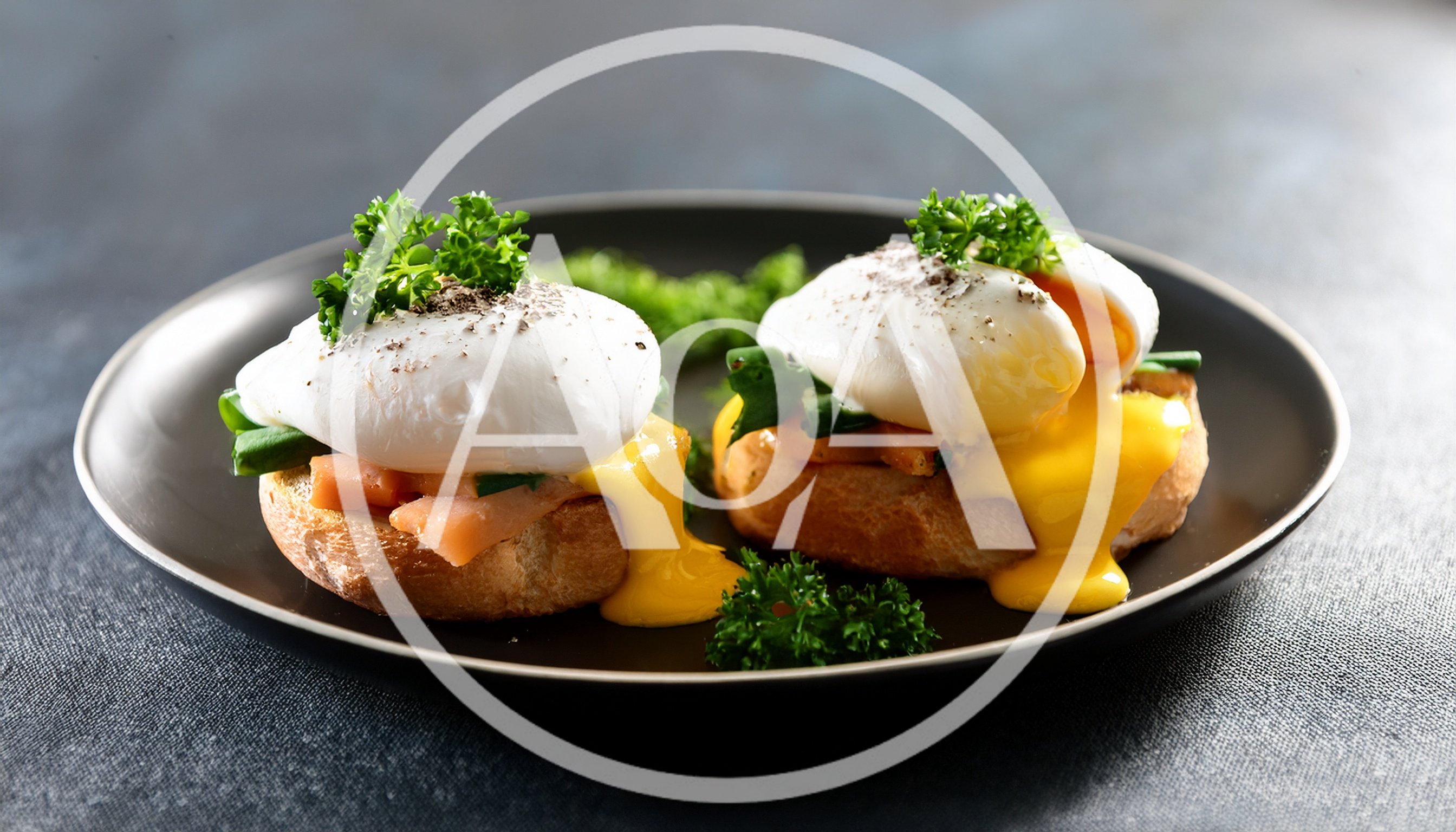 Two Eggs Benedict With Smoked Salmon On Toasted Bread
