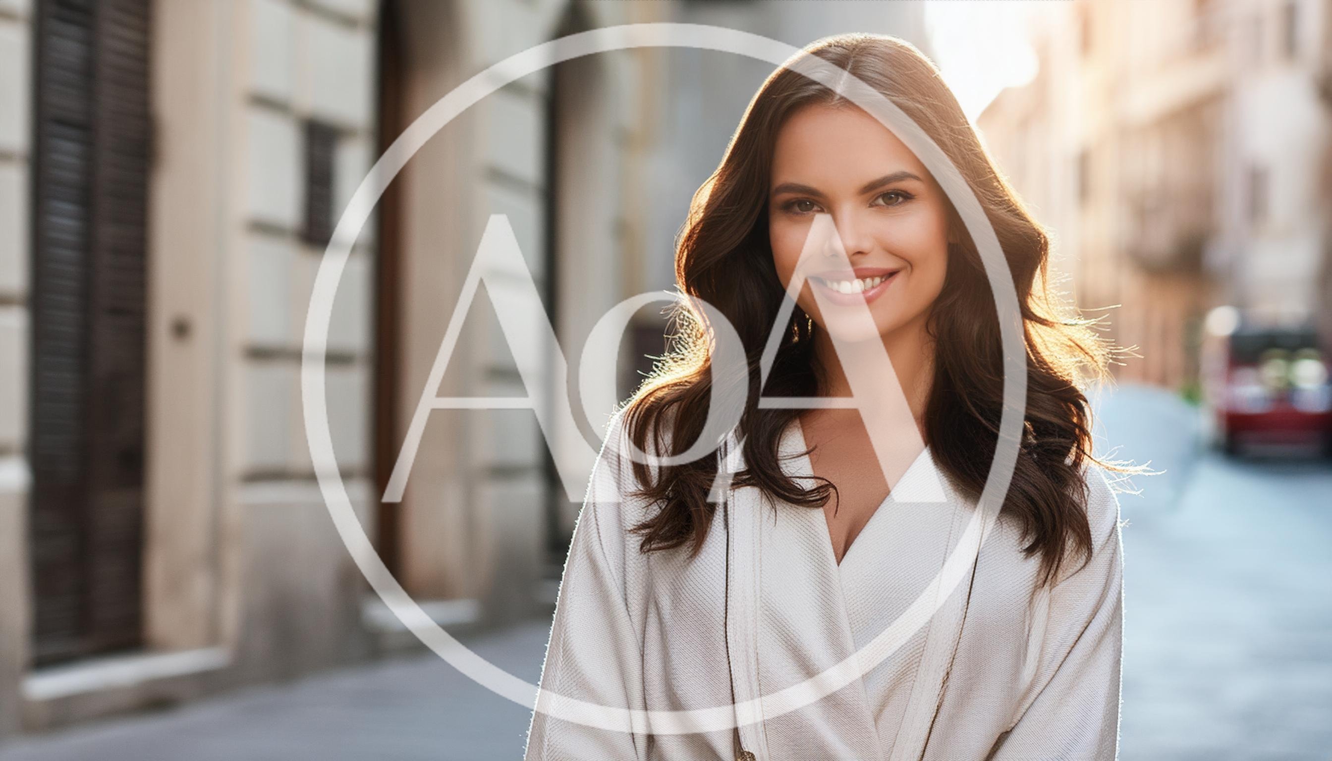 Smiling Woman With Wavy Hair In White Robe