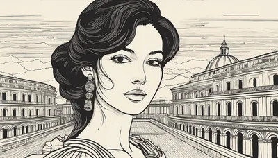 Elegant Woman Portrait With Classical Italian Architecture Background