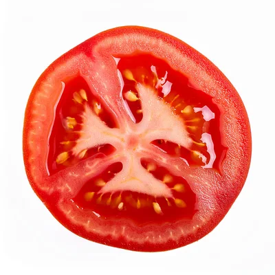 Fresh Red Tomato Slice Isolated On White Background